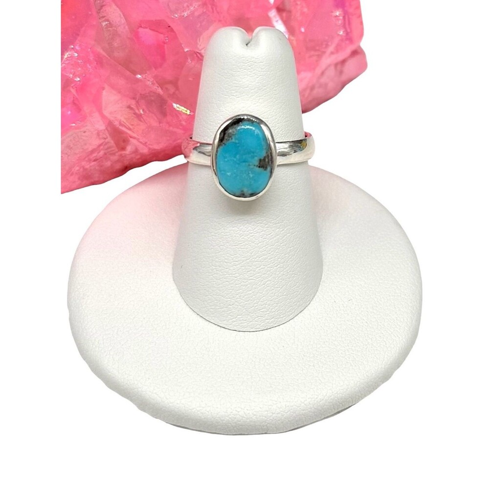 Aztec Mountain Turquoise Ring Size 6 Solid 925 Sterling Silver